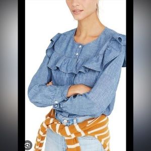 MOVING SALE | Women’s Madewell Indigo Chambray Ruffle Blouse, Size XL